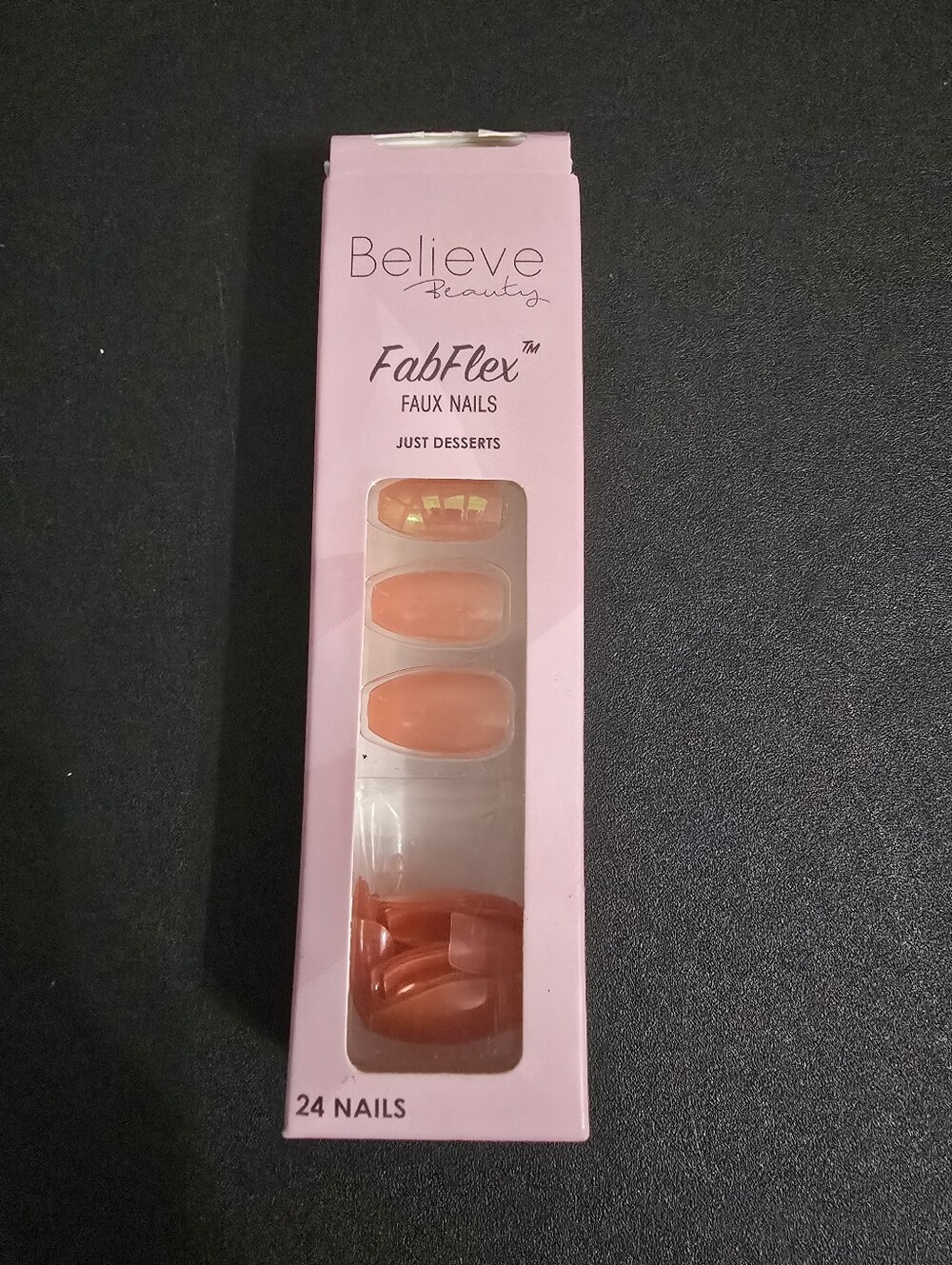 New Believe Beauty FabFlex Faux Nails Just Dessert Peach Coral Set